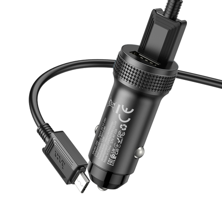 HOCO car charger Z49 2.4A 2xUSB + cable Micro USB Black
